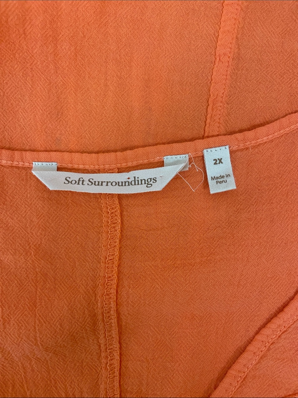 Soft Surroundings Orange 100% Cotton Lightweight Chic Embroidered Blouse Size 2X - Picture 6 of 7